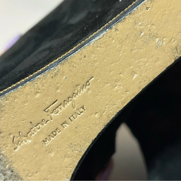 Salvatore Ferragamo Womens Boutique Black Suede High Wedge Ankle Bootie Size 9 B - Picture 8 of 11